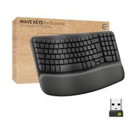Logitech Wave Keys for Business, tastiera wireless ergonomica con supporto per i polsi imbottito, tecnologia Secure Logi Bolt, Bluetooth, Windows/Mac/Chrome/Linux, Layout ITA QWERTY, Grafite