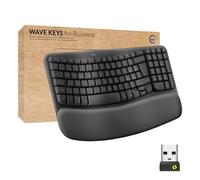 Logitech Wave Keys For Business, Tastiera Wireless Ergonomica con Supporto per I Polsi Imbottito, Grafite, Layout Francese AZERTY