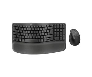 Logitech Wave Keys & Lift Vertical Mouse - Combinazione ergonomica di tastiera e mouse wireless - con poggiapolsi imbottito, Easy-Switch, Bluetooth, per più sistemi operativi, Windows/Mac