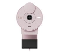 Logitech Brio 300 Webcam Full HD con Otturatore Privacy, Mic con Riduzione del Rumore, USB-C, Streaming, Certificata per Zoom, Microsoft Teams, Google Meet, Correzione Automatica della Luce - Rosa