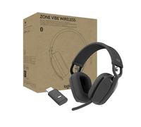 Logitech Zone Vibe Wireless Bluetooth® Cuffie con microfono con cancellazione del rumore di fondo, USB-A, USB-C, certificazione per Google Meet, Google Voice, Zoom, Mac/PC - Grigio