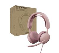 Logitech Zone Wired 2 for Business - Cuffia con microfono con cancellazione del rumore con ANC ibrida adattiva, certificazione Microsoft Teams, USB-C con adattatore USB-A - Rosa