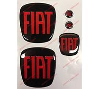 Logo anteriore, posteriore + volante + 2 stemmi per portachiavi. Per cofano e baule. Adesivi resinati, effetto 3D. Fregi colore Nero-Rosso