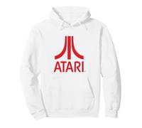 Logo Atari Classic Rosso Felpa con Cappuccio, Unisex per Adulti, Bianco, L