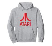 Logo Atari Classic Rosso Felpa con Cappuccio, Unisex per Adulti, Grigio Melange, M