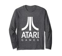 Logo Atari Games Maglia a Manica, Unisex per Adulti, Grigio Scuro, L