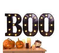 Logo Boo illuminato a LED | Halloween Marquee 3 lettere lampada decorativa con bulbi LED Ghost Festival Desktop Atmosfera Luce | Ornamento Boo illuminato per feste interne