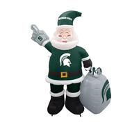 Logo Brands NCAA Michigan State Spartans, Babbo Natale gonfiabile da 2,8 m, ventilatore da 12 V, luci a LED, decorazione per cortile con pali e legami, esposizione natalizia dello spirito della