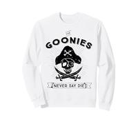 Logo Classico Divertente dei Goonies Never Say Die Skull Pirate Anni '80 Felpa