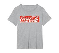 Logo Coca Cola Block Maglietta, Donna Plus-Size, Grigio Melange, 6X
