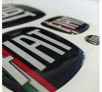Logo compatibile Grande Punto Anteriore, Posteriore + Volante + 2 Stemmi per Portachiavi. per Cofano e Baule. Adesivi resinati, Effetto 3D. nero con bandiera tricolore