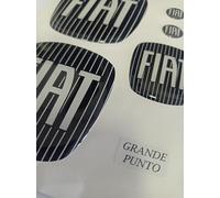 Logo compatibile SOLO per Grande Punto, punto evo Anteriore, Posteriore + Volante + 2 Stemmi per Portachiavi. per Cofano e Baule. Adesivi resinati, Effetto 3D. nero/bianco righe vintage