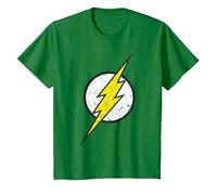 Logo DC Flash Moderno Invecchiato Maglietta, Bambini, Verde Mela, 8 Anni
