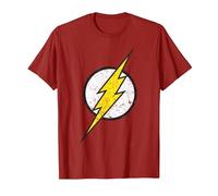 Logo DC Flash Moderno Invecchiato Maglietta, Uomo, Mirtillo Rosso, M