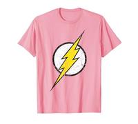 Logo DC Flash Moderno Invecchiato Maglietta, Uomo, Rosa, 3XL