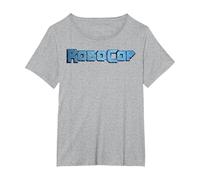 Logo del Film con Lettere maiuscole turchesi Robocop Maglietta, Donna Plus-Size, Grigio Melange, 3X