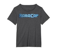Logo del Film con Lettere maiuscole turchesi Robocop Maglietta, Donna Plus-Size, Grigio Scuro, 2X