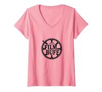 Logo della Bobina del Film Film Buff Cinephile Maglietta con Collo a V, Donna, Rosa, S