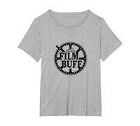 Logo della Bobina del Film Film Buff Cinephile Maglietta, Donna Plus-Size, Grigio Melange, 2X