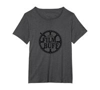 Logo della Bobina del Film Film Buff Cinephile Maglietta, Donna Plus-Size, Grigio Scuro, 2X