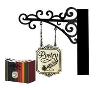 Logo della taverna 'angolo del libro - Materiale in legno di ferro, pannello da appendere per gli amanti dei libri, 21 x 19 cm | Pannello per i lettori appassionati, decorazione di lobby