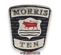 Logo distintivo monogramma cofano per Morris Ten acciaio cromato nero