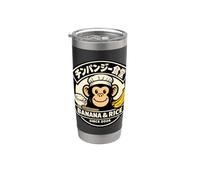 Logo divertente scimmia chef - Banana & Riso Bicchiere termico in acciaio inox doppia parete
