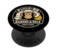 Logo divertente scimmia chef - Banana & Riso PopSockets PopGrip Adesivo