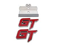 Logo GT 3D in metallo per griglia anteriore auto, emblema + logo Grand Tourer per il cofano del bagagliaio, adesivo sportivo da corsa, decalcomania di ricambio universale per veicoli (rosso cromato)