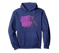 Logo James Brown Mr Dynamite Viola Felpa con Cappuccio, Unisex per Adulti, Navy, M
