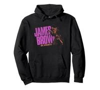 Logo James Brown Mr Dynamite Viola Felpa con Cappuccio, Unisex per Adulti, Nero, L