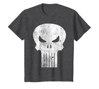 Logo Marvel The Punisher, Classica Grafica retrò a Forma di Teschio Maglietta, Bambini, Grigio Scuro, 12 Anni