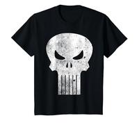 Logo Marvel The Punisher, Classica Grafica retrò a Forma di Teschio Maglietta, Bambini, Nero, 6 Anni