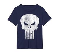 Logo Marvel The Punisher, Classica Grafica retrò a Forma di Teschio Maglietta, Donna Plus-Size, Navy, 1X