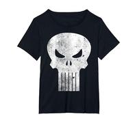 Logo Marvel The Punisher, Classica Grafica retrò a Forma di Teschio Maglietta, Donna Plus-Size, Nero, 2X