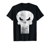 Logo Marvel The Punisher, Classica Grafica retrò a Forma di Teschio Maglietta, Uomo, Nero, XXL