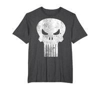 Logo Marvel The Punisher, Classica Grafica retrò a Forma di Teschio Maglietta, Uomo Taglie Grandi, Grigio Scuro, 6X Tall