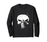 Logo Marvel The Punisher White Ink Splatter Skull Maglia a Manica