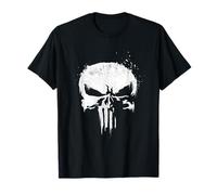Logo Marvel The Punisher White Ink Splatter Skull Maglietta