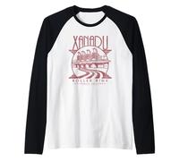 Logo Olivia Newton-John Xanadu Roller Rink Rosso Invecchiato Maglia con Maniche Raglan