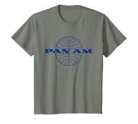 Logo Pan Am Classic Blu Maglietta, Bambini, Verde Militare mélange, 12 Anni
