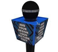logo personalizzato bandiera microfono personalizzato scatola microfonica trapezoidale più grande (blu)