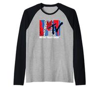 Logo televisivo Musicale con Stampa Leopardata di MTV degli Anni '90 Maglia con Maniche Raglan