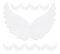 LOGOFUN 10 decorazioni in plastica a forma di ali d'angelo, in plastica, modello di ali d'angelo, per Natale, accessori fai da te, colore: bianco