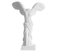LOGOFUN Statua della dea della vittoria alata della vittoria di Samotracia, scultura in resina, statuetta greca romana vittoria, decorazione per casa e ufficio, bianca (13 cm)