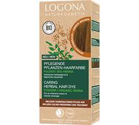 LOGONA Naturkosmetik Colorante vegetale per capelli in polvere vegana con henné biologico per colori intensi e lucentezza, colore per capelli vegetali marrone ambra (marrone), 1 x 100 g