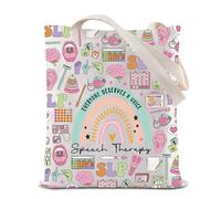 Logopedia Tote Bag Everyone Deserve A Voice Speech Therapy riutilizzabile borsa della spesa SLP apprezzamento regalo, Borsa Slp, 35*40cm