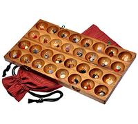 LOGOPLAY 85 Hus - Bao - Kalaha - Gioco di fagioli - Gioco di conchiglie - Gioco di gemme in legno di samena con pietre preziose e sacchetto di stoffa
