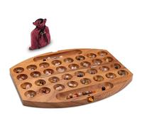 LOGOPLAY Bao, Hus, Kalaha, Ovale Lungo 35 Cm, Gioco Dei Fagioli, Gioco Delle Conchiglie, Gioco Delle Pietre Preziose, Gioco Delle Pietre in Legno Di Samena