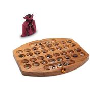 LOGOPLAY Bao, Hus, Kalaha, Piccolo Gioco di Pietre Preziose da Viaggio, Lungo 30 cm, Ovale in Legno Di Samena (Marrone)
